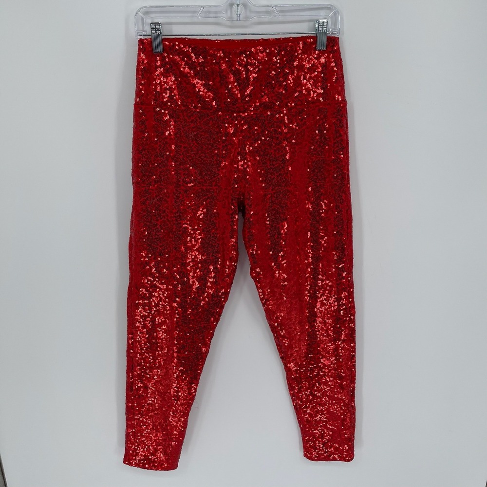 Tipsy‎ Elves Women's Red Sequin Holiday Party Leggings Size Medium